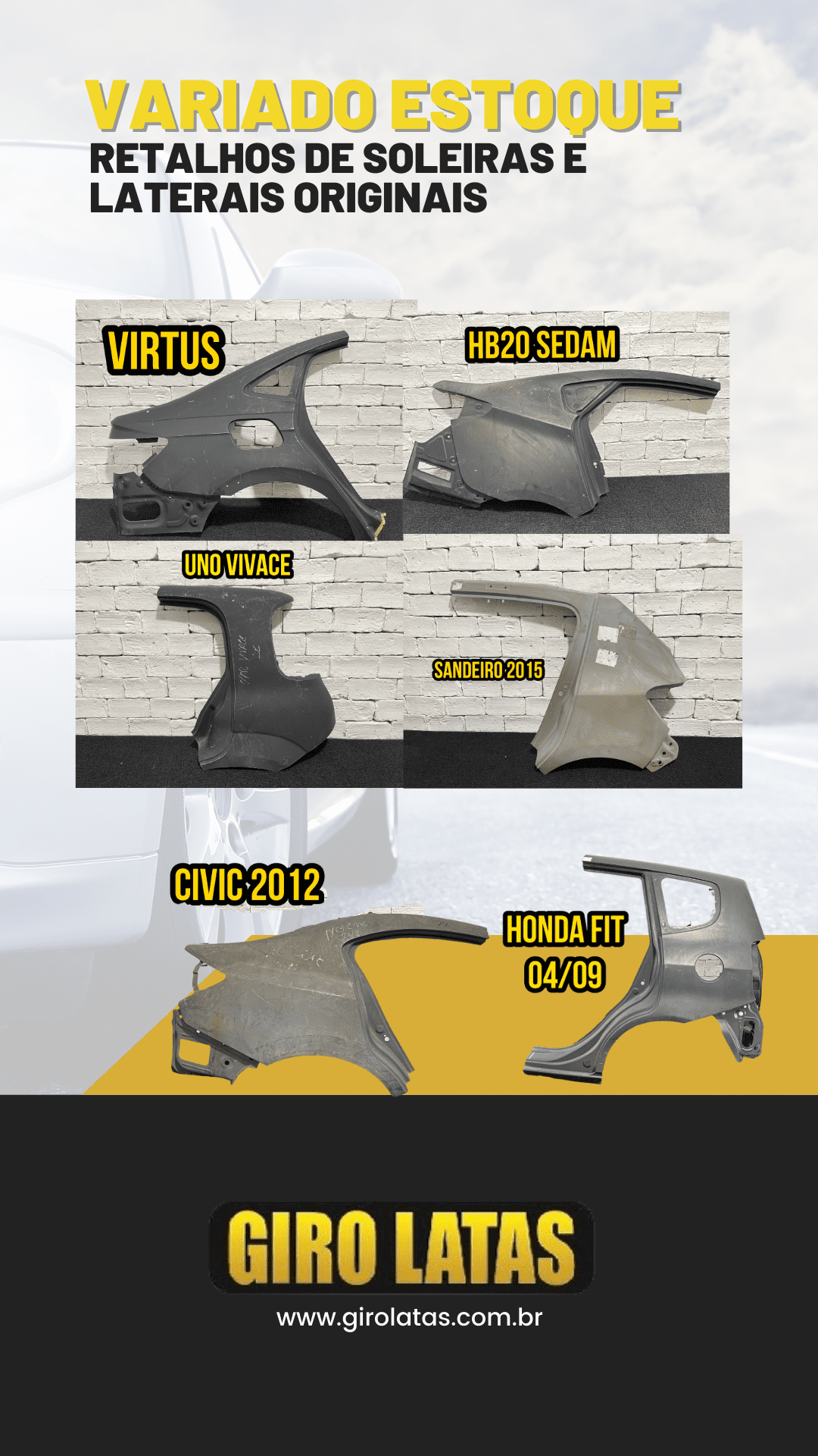 variado estoque de soleiras laterais